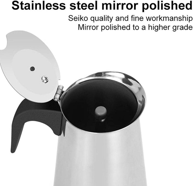 SHIV HOME WORLD Stainless Steel Coffee Maker Moka Pot Espresso Coffee Maker Stovetop Espresso Maker Portable Electric Heating Espresso Coffee Maker for Home Office Use 6Cup 10INCH 900ML Set of1  - Image 3