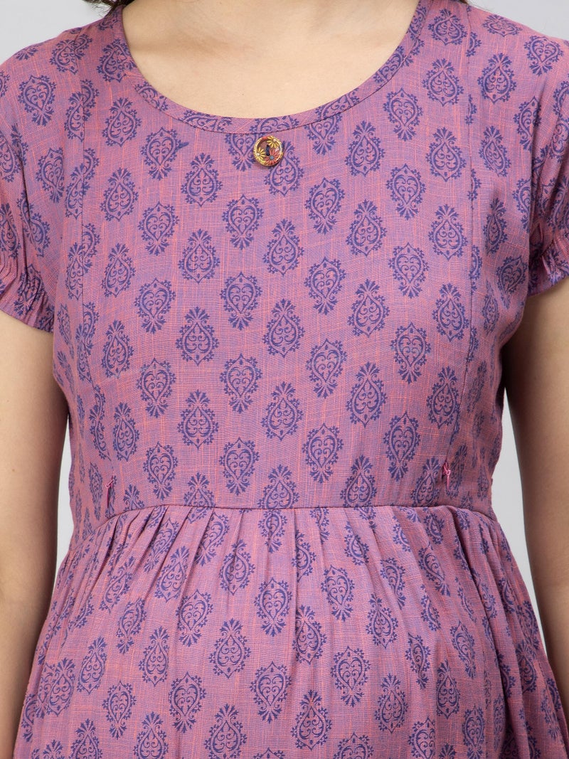 CEE 18 Women's Cotton Rayon A-Line Maternity Feeding Kurti with Zippers (9926_42_Elegant Pink_X-Large) - Image 5