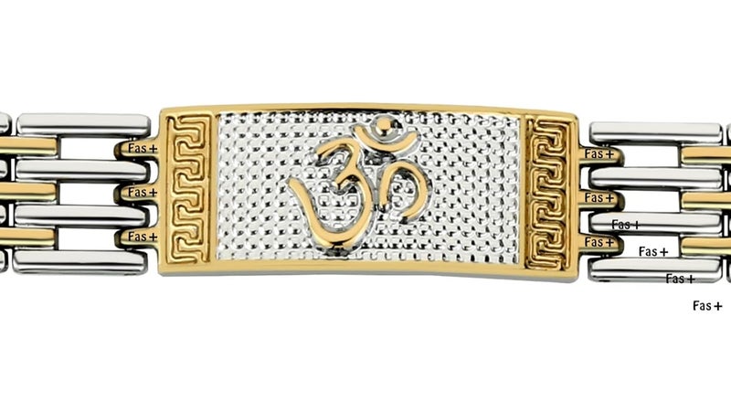 fas + سوار كادا للرجال والأولاد بتصميم فضي ذهبي متعدد الألوان مع تشطيب مطلي عالي المتانة لرمز اللورد شيف أوم للطاقة الإيجابية - Image 3