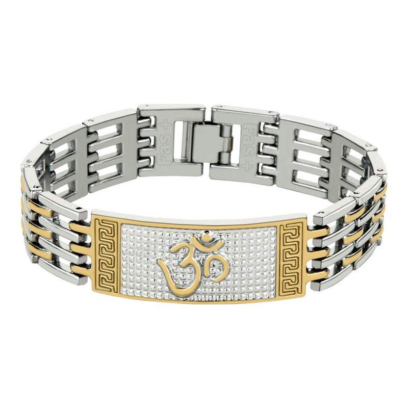 fas + سوار كادا للرجال والأولاد بتصميم فضي ذهبي متعدد الألوان مع تشطيب مطلي عالي المتانة لرمز اللورد شيف أوم للطاقة الإيجابية - Image 1