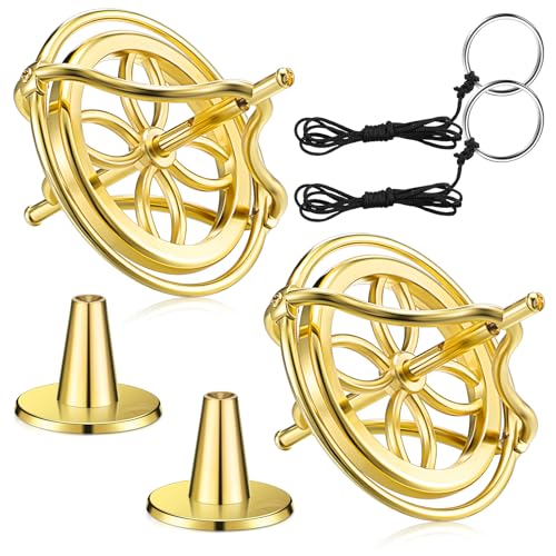 meekoo 2 Packs Gyroscope Toys Metal Anti Gravity Colorful Precision Top Gyroscope for Christmas Educational Birthday GiftsGold - Image 1