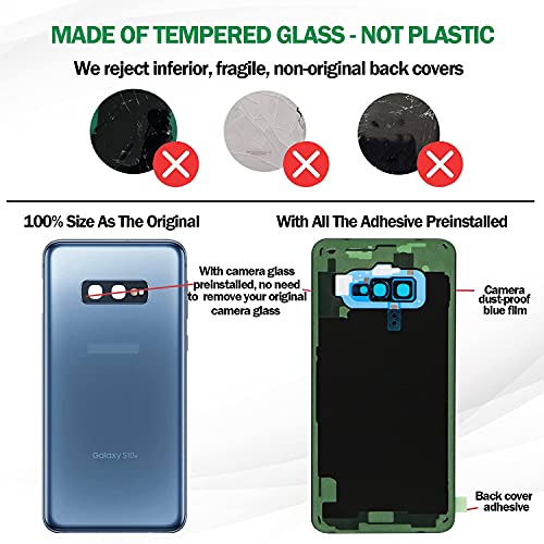 ASDAWN Galaxy S10e Replacement Back Glass Panel Case with Installation Manual + Pre-Installed Camera Lens + Repair Tool Kit for Samsung Galaxy S10e SM-G970 All Carriers (Prism Blue) - Image 4