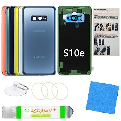 ASDAWN Galaxy S10e Replacement Back Glass Panel Case with Installation Manual + Pre-Installed Camera Lens + Repair Tool Kit for Samsung Galaxy S10e SM-G970 All Carriers (Prism Blue) - Image 1