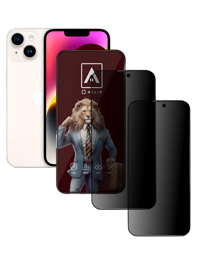 ACLIX 2 Pieces Antistatic ESD Dust Proof Premium Quality High Definition Anti-Spy Privacy Tempered Glass Screen Protector Designed For  iPhone 14 - Image 1