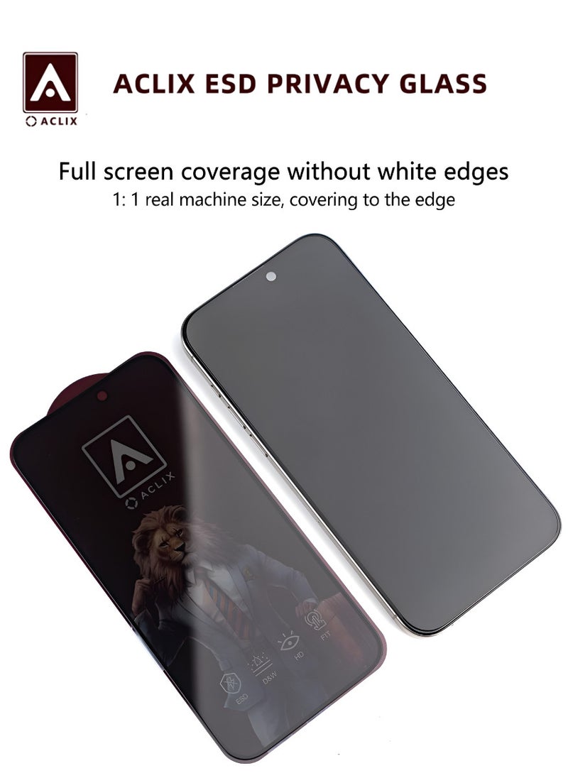 ACLIX 2 Pieces Antistatic ESD Dust Proof Premium Quality High Definition Anti-Spy Privacy Tempered Glass Screen Protector Designed For  iPhone 14 - Image 3