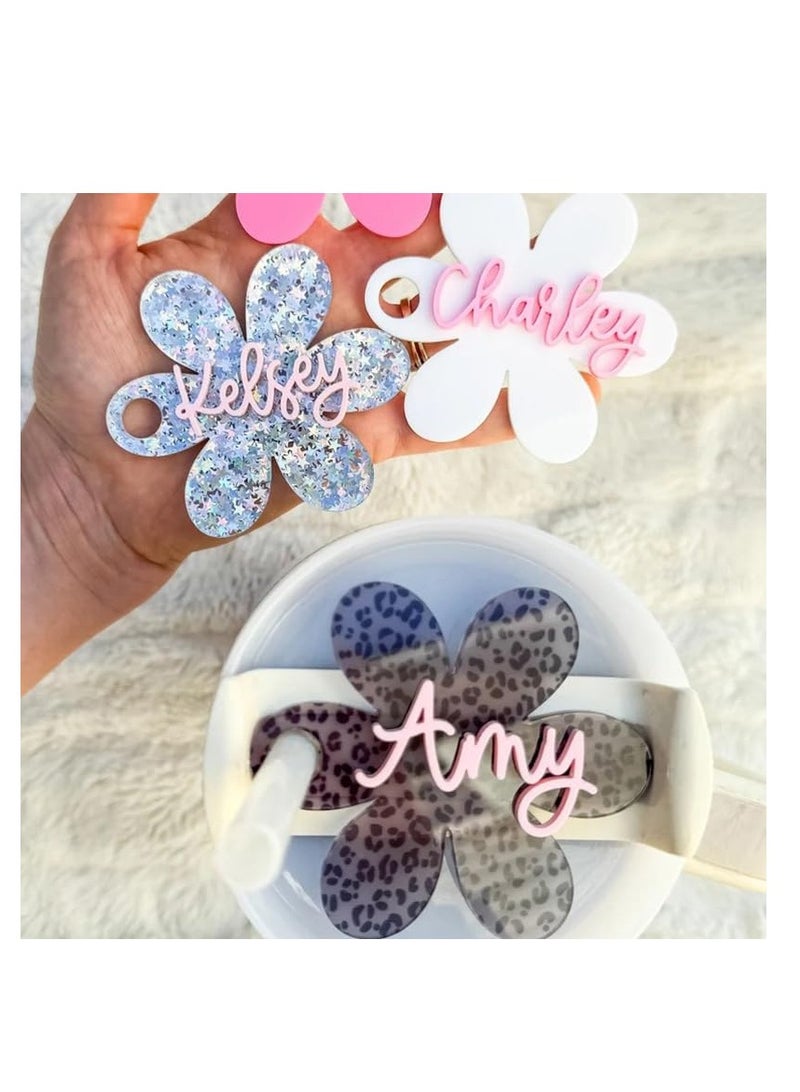 KASTWAVE Silicone Resin Molds, Used for Create Art, Epoxy Resin Molds for Cute Flower Bear Round Name Plate Lid Toppers for Pink Purple Tumbler Water Bottle Quencher Flask, DIY Art Craft Cup Mats - Image 5