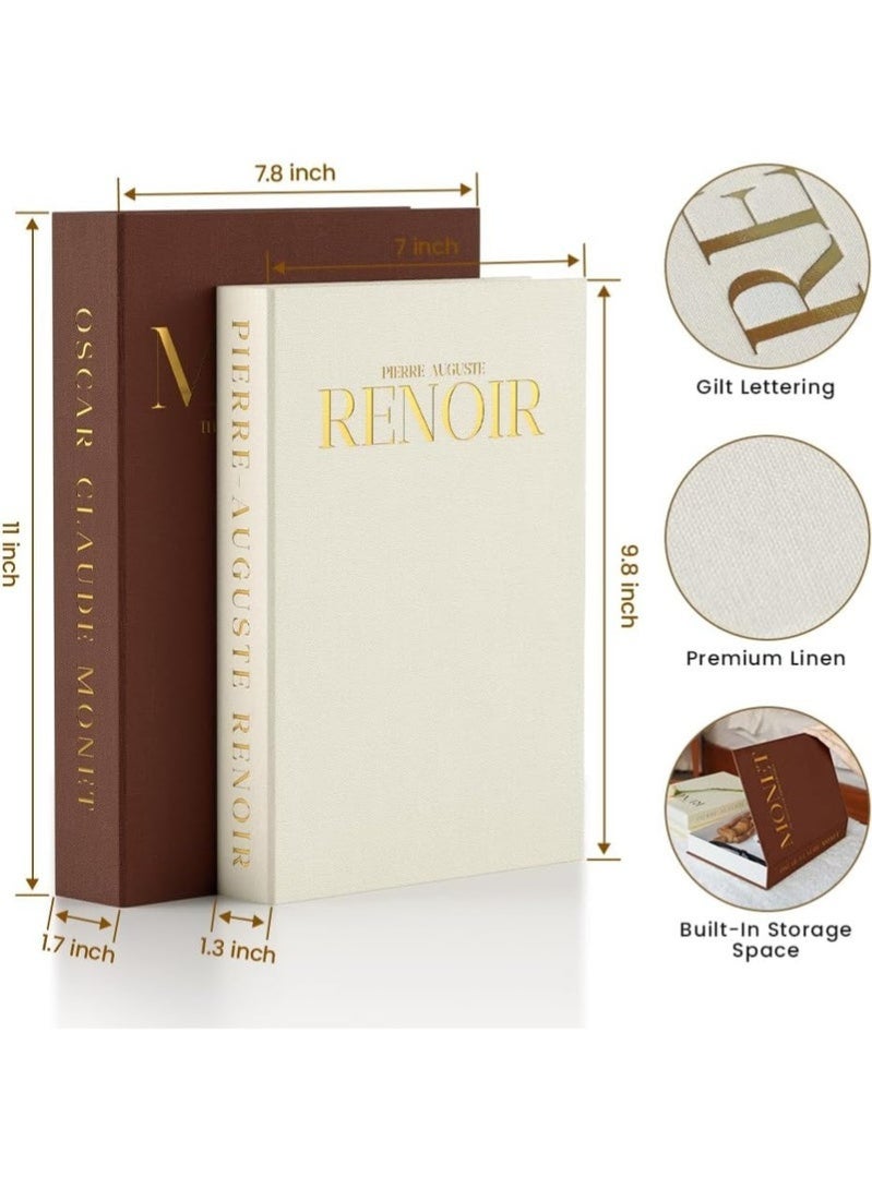 Arabest Aesthetic Decorative Books, Set of 2 Linen Fake/Faux Books Enhance Your Coffee Table, Living Room, Bookshelf, Bedside Table or Mantle, Stackable Modern Home Decor, Photo Storage and as a Keepsake Box - Image 4