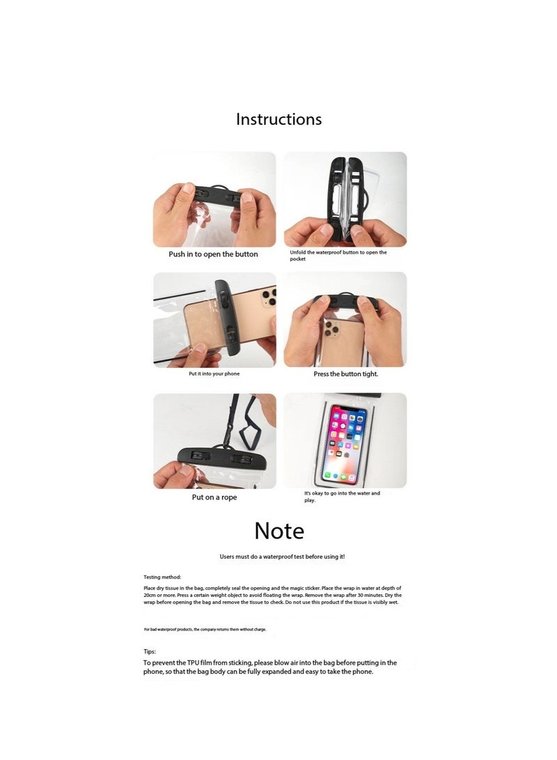 بيوينتي 2-Pack Waterproof Phone Case Pouch Dry Bag, IPX8 Certified 30M Underwater Universal Swimming Dry Bag, Touch-Sensitive Protector for Phones up to 7.2'' - Compatible with iPhone 16/15/Samsung, Underwa - Image 4