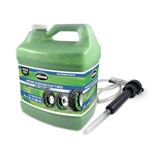 Slime 10163 Flat Tire Puncture Repair Sealant Prevent and Repair All OffHighway Tubeless Tires NonToxic ecoFriendly 1 Gallon jug