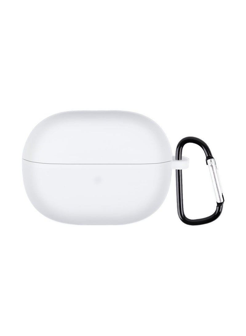 Liquid Silicone Protective Earphone Cover for Redmi Buds 3 Lite Case with Carabiner /White
