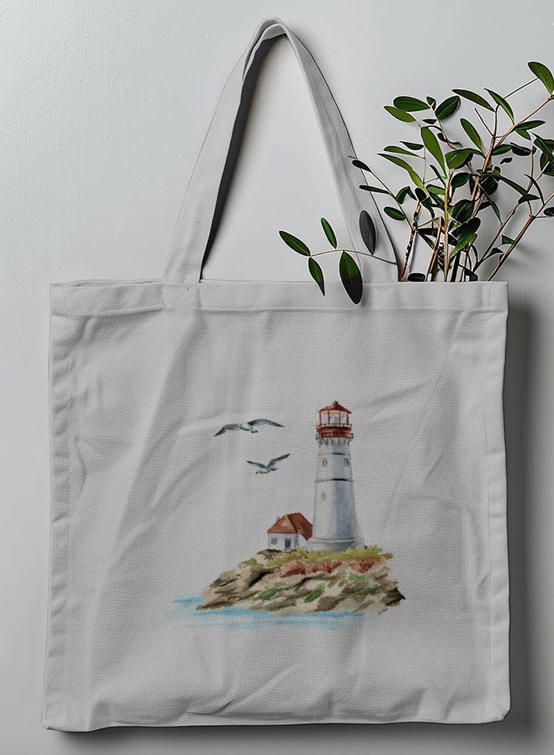 لوحة حقيبة يد بأحزمة كتف من البوليستر بتصميم منارة قديمة - Image 1