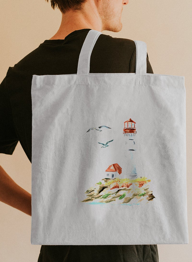 لوحة حقيبة يد بأحزمة كتف من البوليستر بتصميم منارة قديمة - Image 2