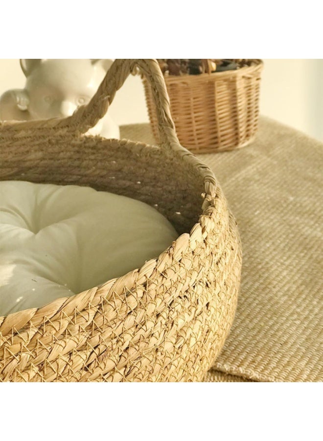 Zisheng Cat Bed Cat House – Rattan & Cotton Pet Bed for Indoor Cats Cat Accessories for Small Dogs 43x43x14 cm - Image 4