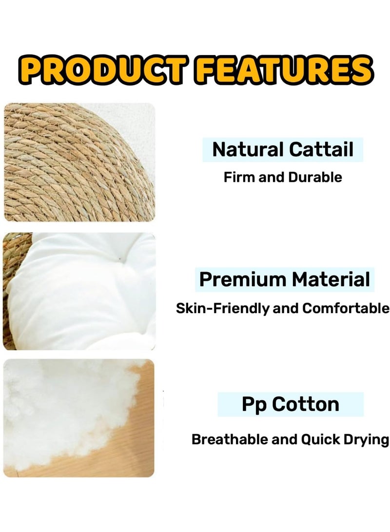 Zisheng Cat Bed Cat House – Rattan & Cotton Pet Bed for Indoor Cats Cat Accessories for Small Dogs 43x43x14 cm - Image 3