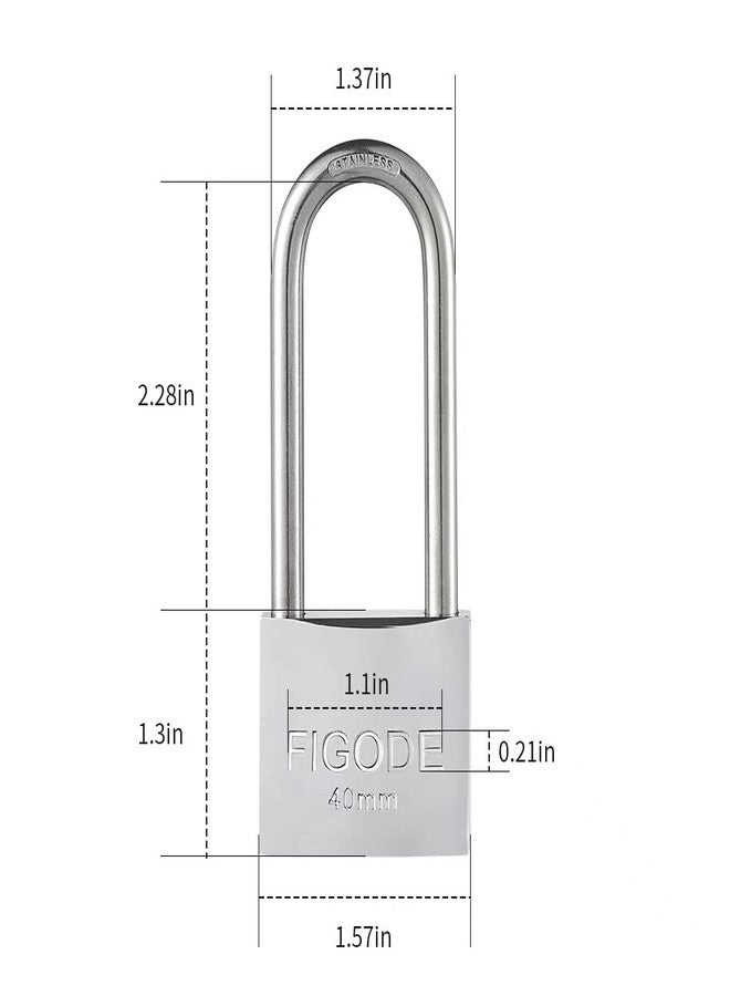 FIGODE® Lock, Marine Grade Rustproof Padlock with Stainless Steel Shackle and Chrome Plated Brass Body, Outdoor Padlock Weatherproof, Keyed Different, 2.3 in. Long Shackle, 1 Pack - Image 5