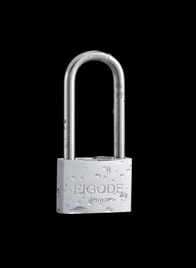 FIGODE® Lock, Marine Grade Rustproof Padlock with Stainless Steel Shackle and Chrome Plated Brass Body, Outdoor Padlock Weatherproof, Keyed Different, 2.3 in. Long Shackle, 1 Pack - Image 3