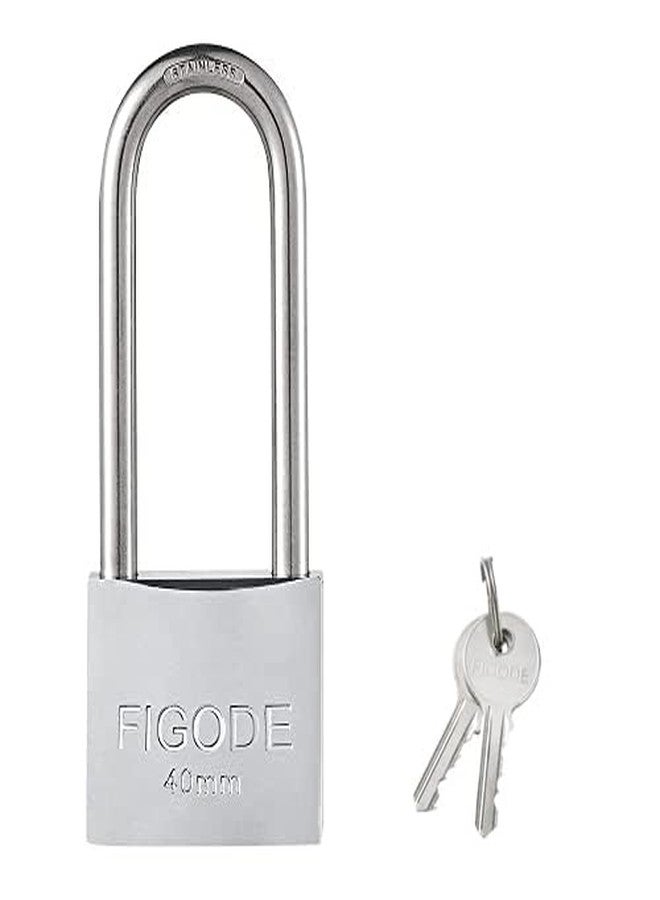 FIGODE® Lock, Marine Grade Rustproof Padlock with Stainless Steel Shackle and Chrome Plated Brass Body, Outdoor Padlock Weatherproof, Keyed Different, 2.3 in. Long Shackle, 1 Pack - Image 1