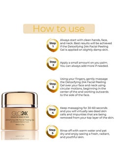 GLO24K UNLEASH THE POWER OF GOLD GLO24K Facial Peeling Gel with 24k Gold and Vitamins C,E. For optimal Exfoliation and Microdermabrasion. Restore and Revive your Skin.  - Image 3