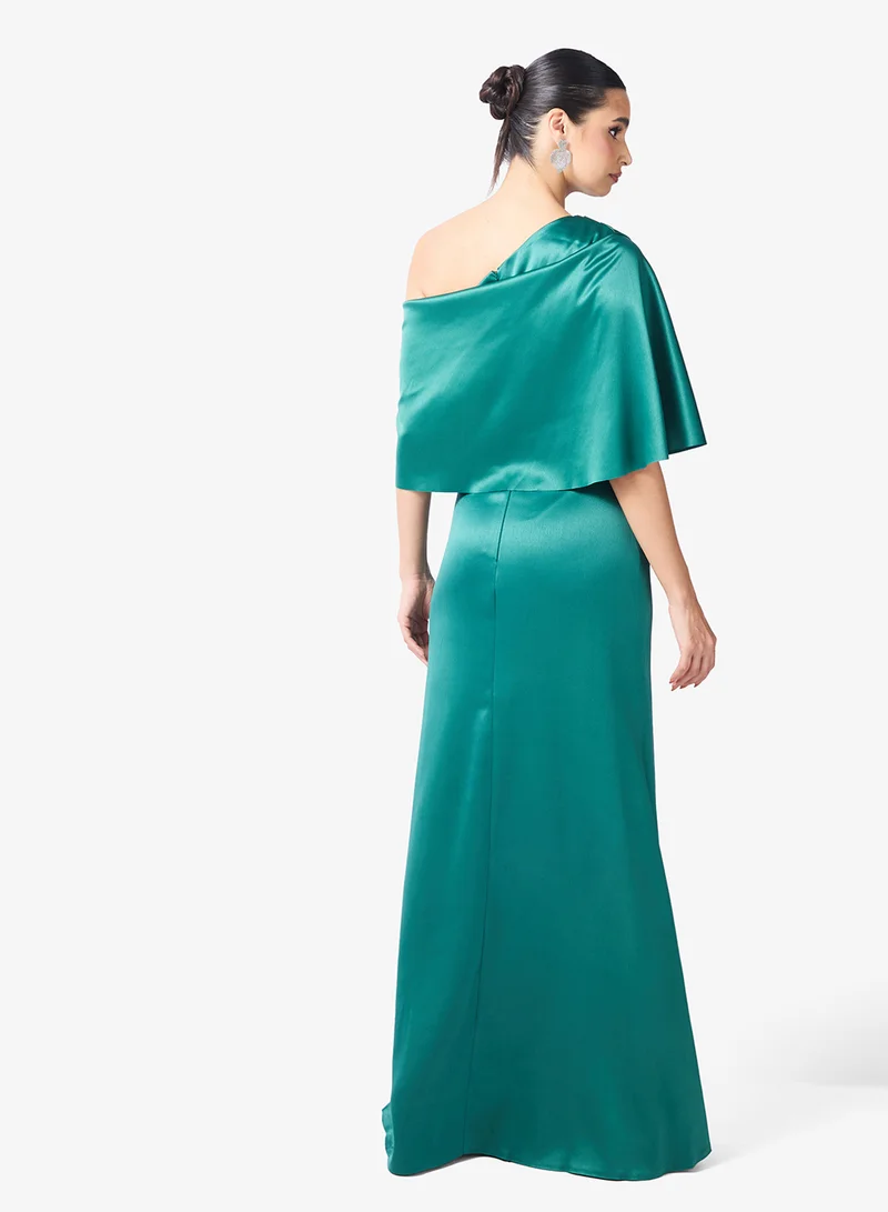 Namshi x Assymetric Shoulder Draped A Line Dress