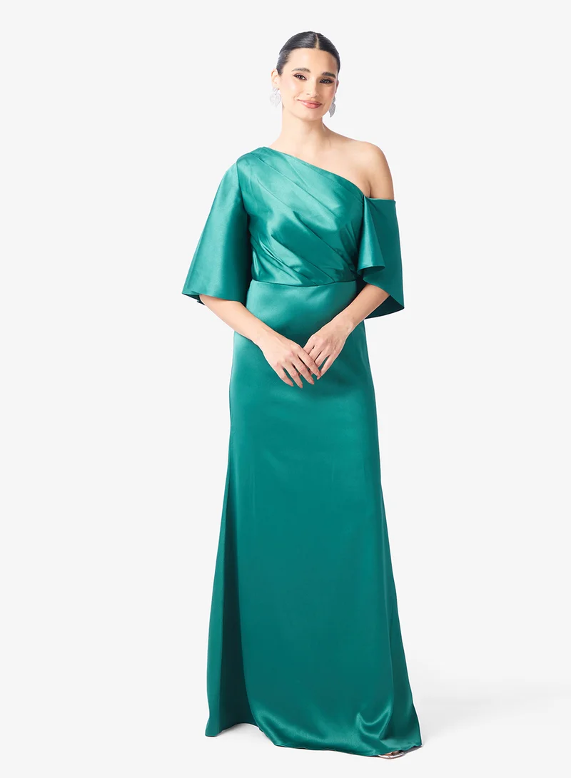 Namshi x Assymetric Shoulder Draped A Line Dress