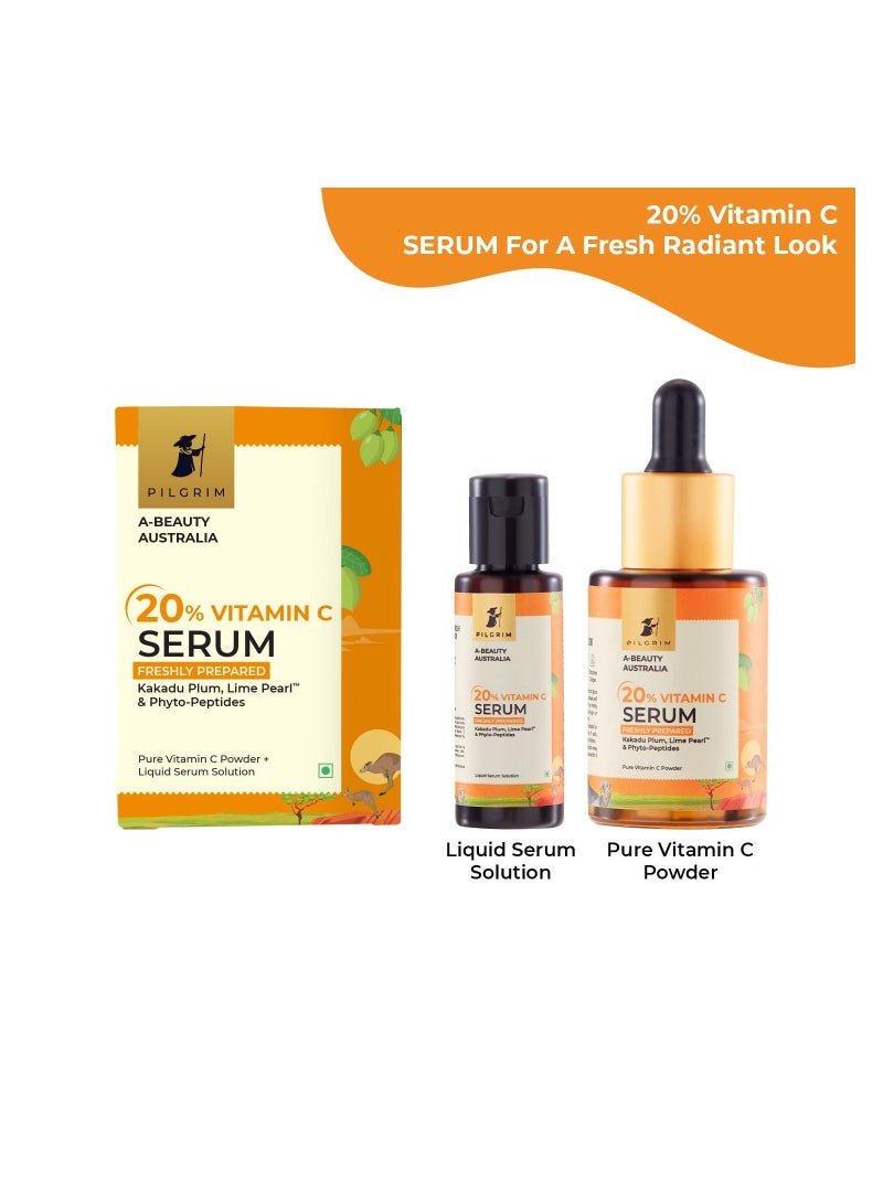 PILGRIM Pilgrim Australian 20% Vitamin C Serum (freshly made) for glowing skin with Kakadu Plum and Lime Pearl Non-irritating 99% Vitamin C Powder (EAA) + Liquid Serum solution For women and men  25 ml - Image 2