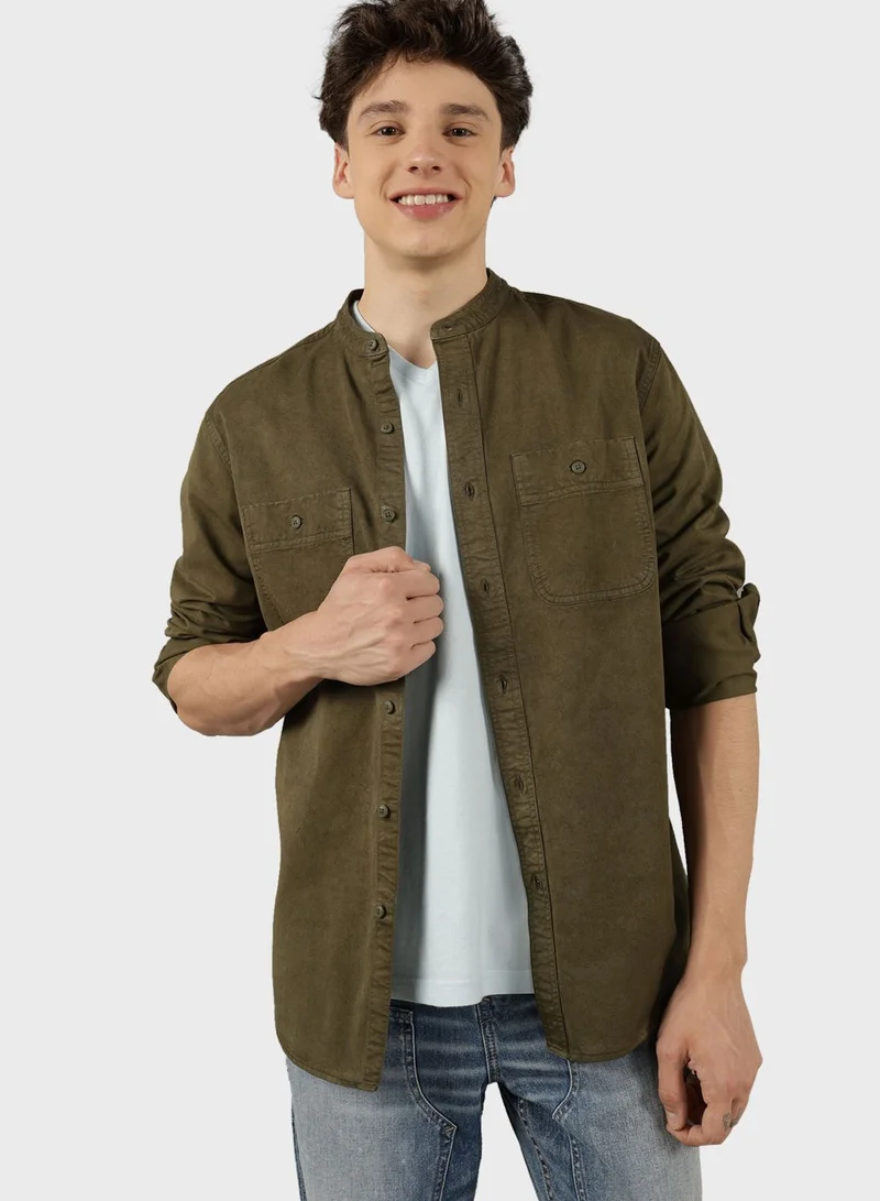 امريكان ايجل Band Collar Regular Fit Shirt
