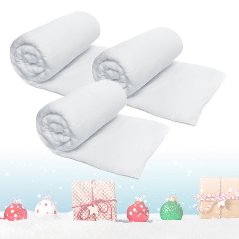 Prextex PREXTEX Artificial Snow Roll  Pack of 3 Large Snow Blanket for Table Decor and Holiday Decorations  White Christmas Decor for Christmas Village Sets Xmas Party Decorations 