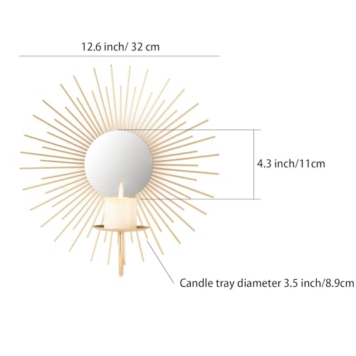 AIM & GGKK AIM GGKK Wall Candle Sconce HolderSet of 2 Mirror Wall Mounted Metal Candle Holder for HomeLiving Room Dining RoomRustic Farmhouse Boho Decorations - Image 3