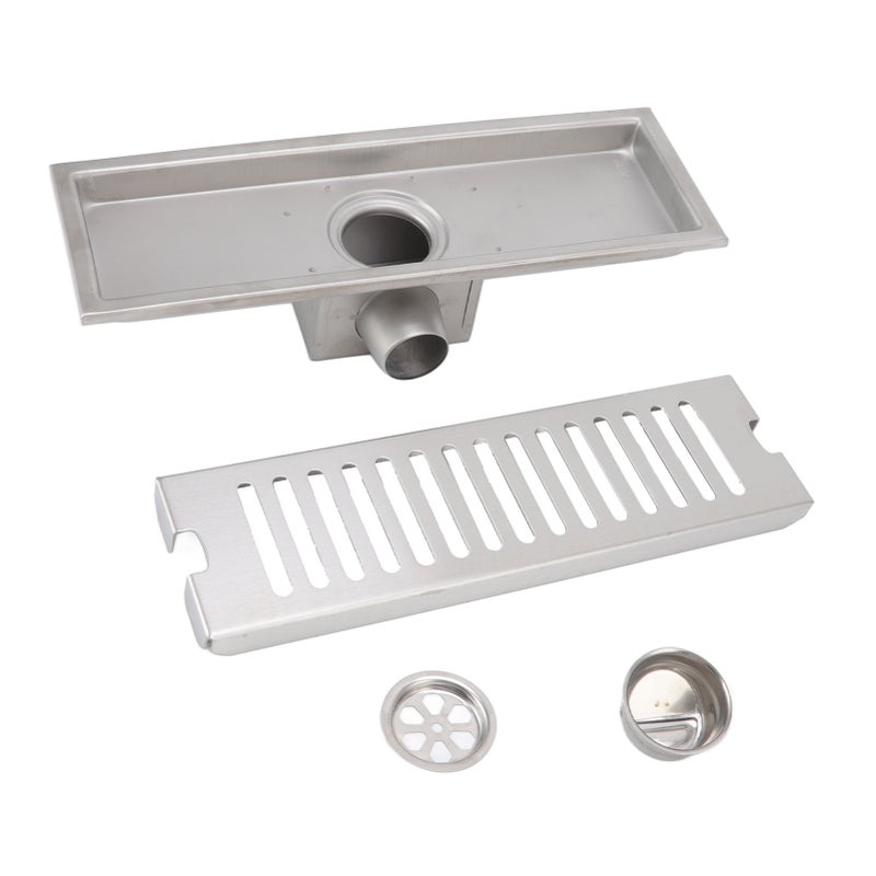 12 Inch Linear Shower Drain Rectangular Shower Floor Drain Channel Quick Drainage with Anti Odor Check Valve for Bathroom Kitchen - Image 1