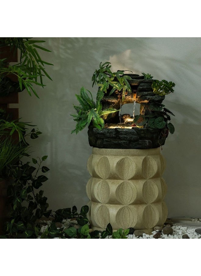 DANUBE HOME Rivera Fountain Made of Polyresin Natural Flowing Water Meditation Modern Design Zen Water Falls Decor For Home Office | Decorative Outdoor Fountain Floor Standing Design Outdoor Decor For Garden Patio Backyard  - Image 3