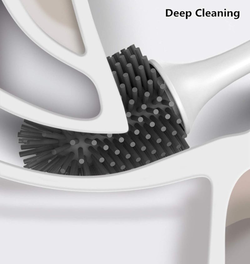 SIMXEN Soft Toilet Cleaning Brush, Ventilated Holder and Non-Slip Handle,Compact Toilet Brush for Bathroom Cleaning Upgrade Tools, Floor Standing & Wall Mounted Without Drilling - Image 4