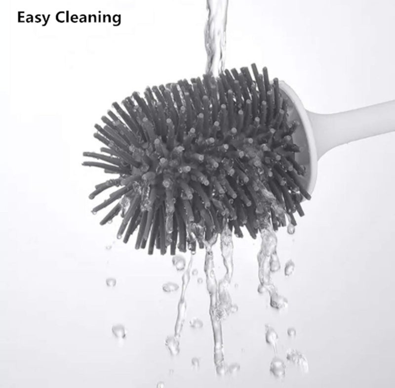 SIMXEN Soft Toilet Cleaning Brush, Ventilated Holder and Non-Slip Handle,Compact Toilet Brush for Bathroom Cleaning Upgrade Tools, Floor Standing & Wall Mounted Without Drilling - Image 5