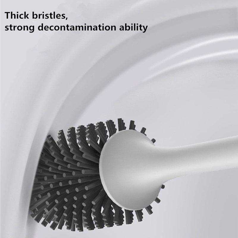 SIMXEN Soft Toilet Cleaning Brush, Ventilated Holder and Non-Slip Handle,Compact Toilet Brush for Bathroom Cleaning Upgrade Tools, Floor Standing & Wall Mounted Without Drilling - Image 3