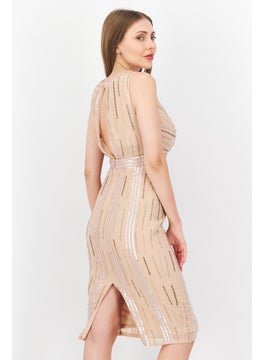 Miss Selfridge Women Sequins Detail Midi Dress, Light Peach  - Image 4