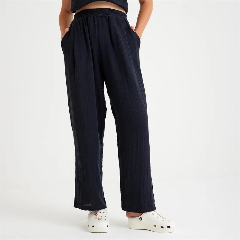 ميسبيغا 100% Cotton Woven Strap Tie Back Blouse-Pants 2-Piece Set
