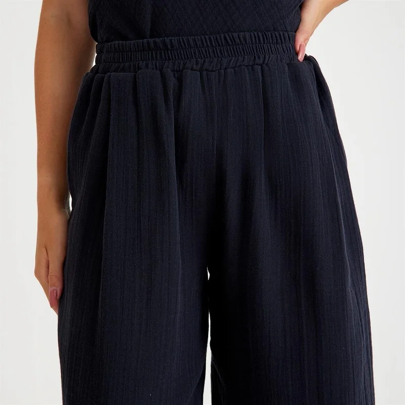 ميسبيغا 100% Cotton Woven Strap Tie Back Blouse-Pants 2-Piece Set