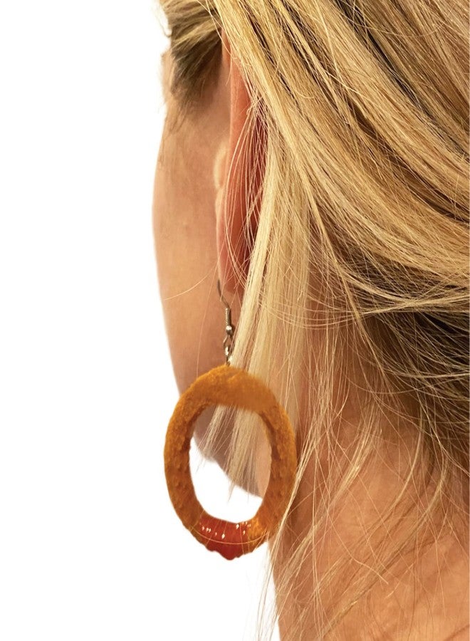 Gears Out Fried Onion Ring Earrings - Cute Food Jewelry Dangle Earrings for Teens - Funky Womens Novelty Accessories Gag Gifts Women - Dangling Earrings - Weird Stuff - Image 5