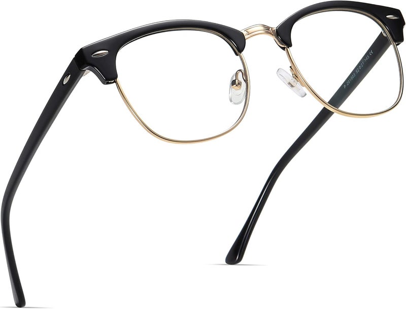 AOMASTE Store Blue Light Blocking Glasses Vintage Half Frame UV Clear Lens Anti Eyestrain Computer Gaming Glasses for Women Men - Image 1
