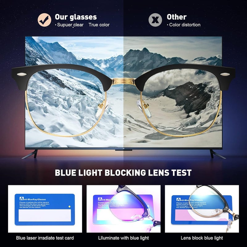 AOMASTE Store Blue Light Blocking Glasses Vintage Half Frame UV Clear Lens Anti Eyestrain Computer Gaming Glasses for Women Men - Image 5