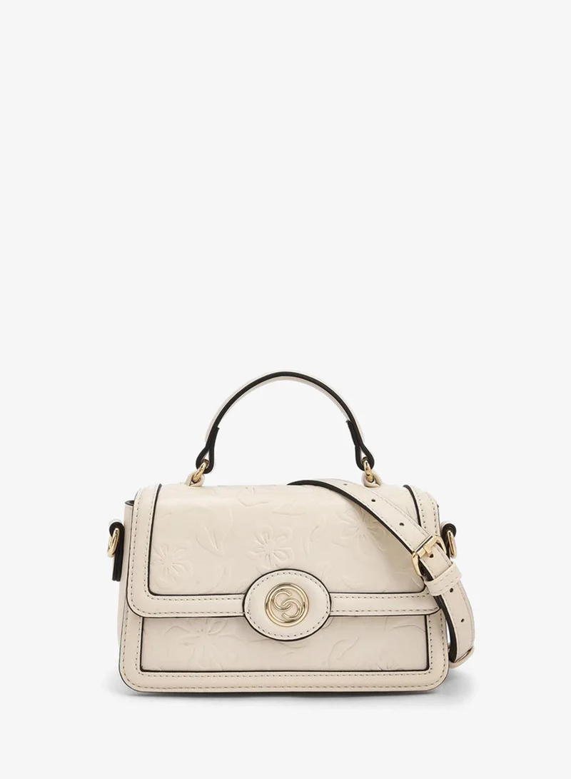 Celeste Floral Debossed Satchel Bag with Grab Handle