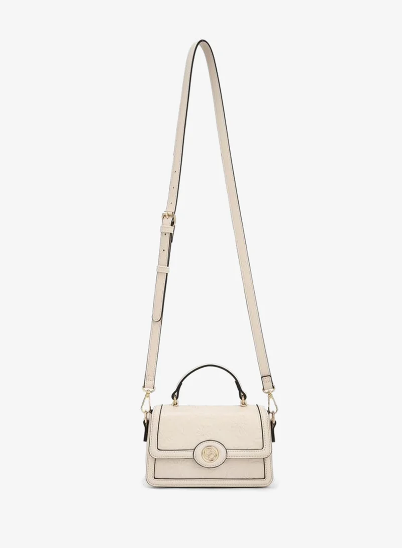 Celeste Floral Debossed Satchel Bag with Grab Handle