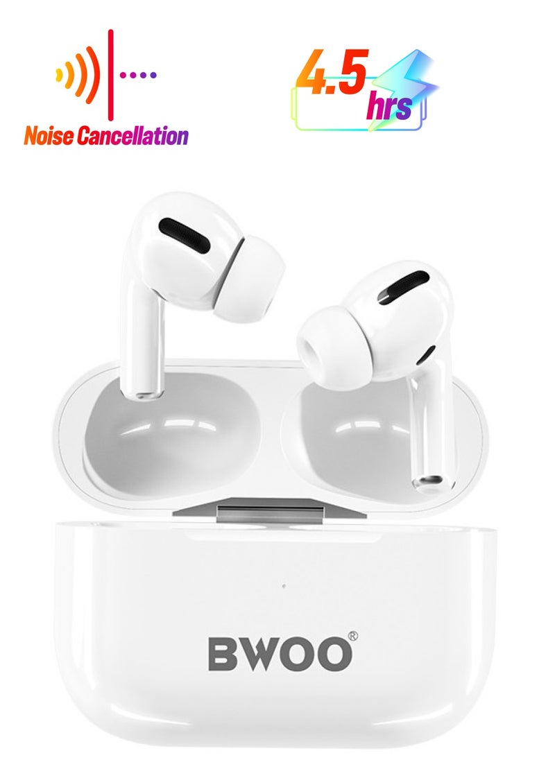 BWOO Bwoo Headphones, Hi-Fi Sound with Noise reduction Wireless Earbuds with Wireless Charging Case  - Image 1