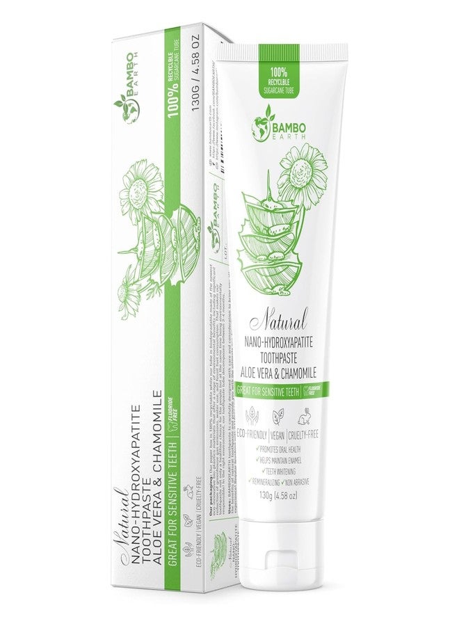 BAMBOEARTH Natural Fluoride Free Toothpaste - Nano Hydroxyapatite, Remineralizing, Sensitive Teeth, Whitening & Zero Waste Tube - Dentist Recommended for Adult & Kids Oral Aloe Vera & Chamomile (Single, Aloe) - Image 1