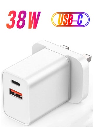 USB C wall charger, 38W QC 3.0 4-port USB power adapter [20WPD+QC3.0+3.1A], compatible with iPhone 14/13/12/11/Xs/XS Max/XR/X, Samsung Galaxy S22/S21/S20/Note and other fast charger plugs - pzsku/ZC2F8B30AD39716CEB5C9Z/45/_/1738234081/fe169858-9b3b-4bfe-b517-a03d42a18941