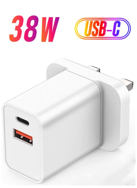 USB C wall charger, 38W QC 3.0 4-port USB power adapter [20WPD+QC3.0+3.1A], compatible with iPhone 14/13/12/11/Xs/XS Max/XR/X, Samsung Galaxy S22/S21/S20/Note and other fast charger plugs
