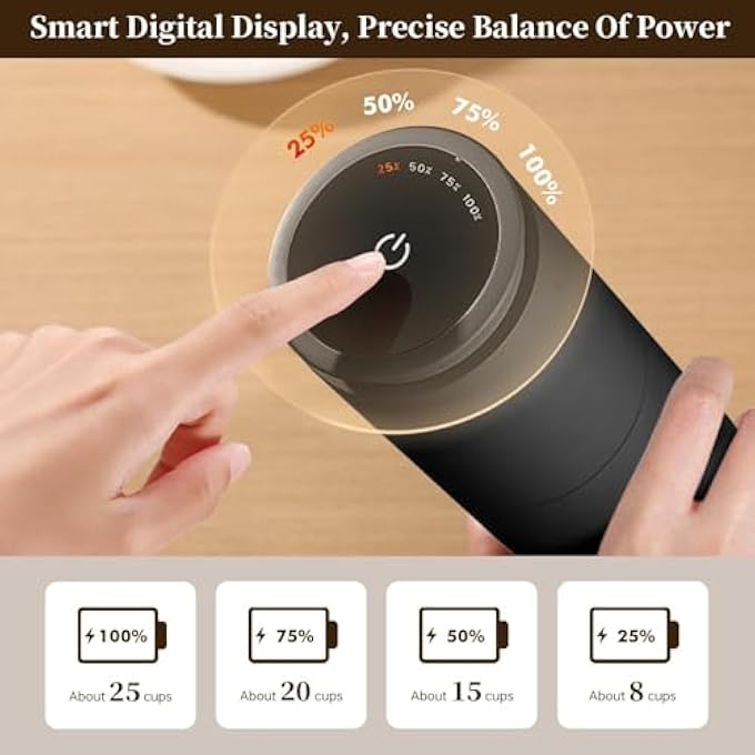 AMINAC Coffee Grinder Portable Coffee Maker With 38 Adjustable Settings Lcd Screen Usb Charging  Clean Brush Coffee Grinder Electric For Espresso Home Pour Over French Press Travel  Black - Image 4