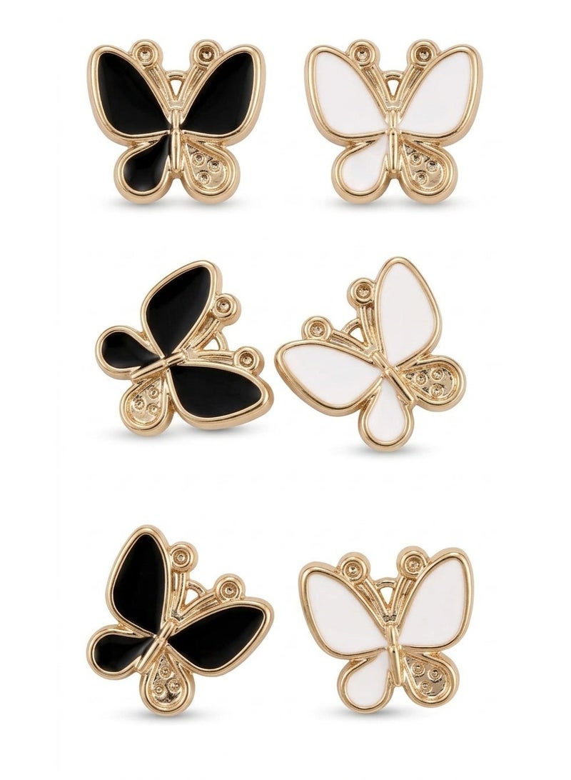 دبابيس حجاب مغناطيسية متعددة الأغراض للنساء - قطعتان - مشبك وشاح آمن بدون ثقب للقماش - مغناطيس قوي للملابس (أبيض وأسود شكل الفراشة) - Image 3