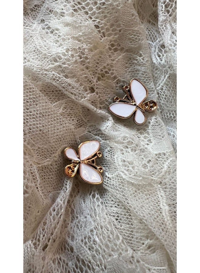 دبابيس حجاب مغناطيسية متعددة الأغراض للنساء - قطعتان - مشبك وشاح آمن بدون ثقب للقماش - مغناطيس قوي للملابس (أبيض وأسود شكل الفراشة) - Image 4