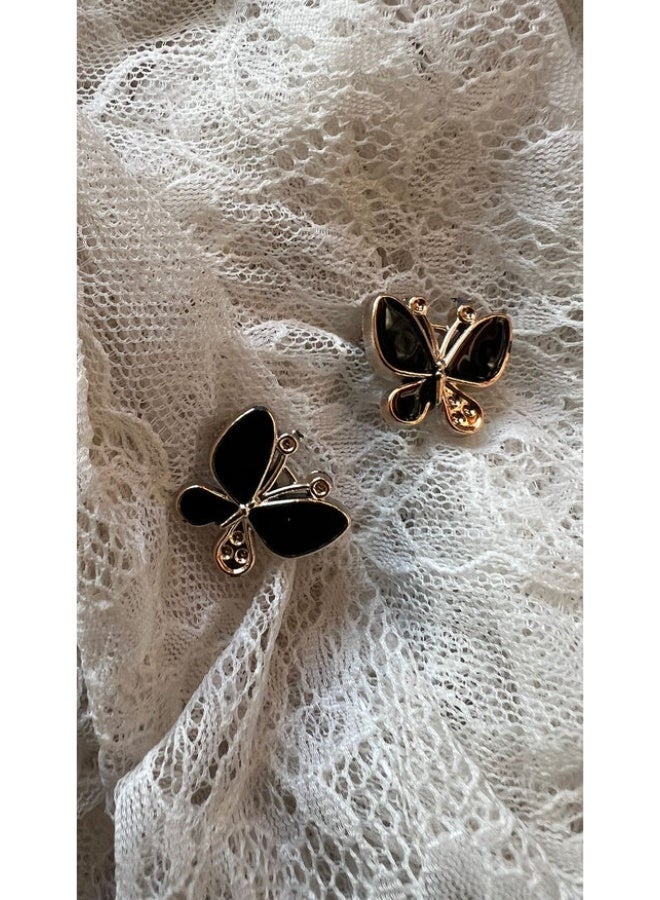 دبابيس حجاب مغناطيسية متعددة الأغراض للنساء - قطعتان - مشبك وشاح آمن بدون ثقب للقماش - مغناطيس قوي للملابس (أبيض وأسود شكل الفراشة) - Image 5