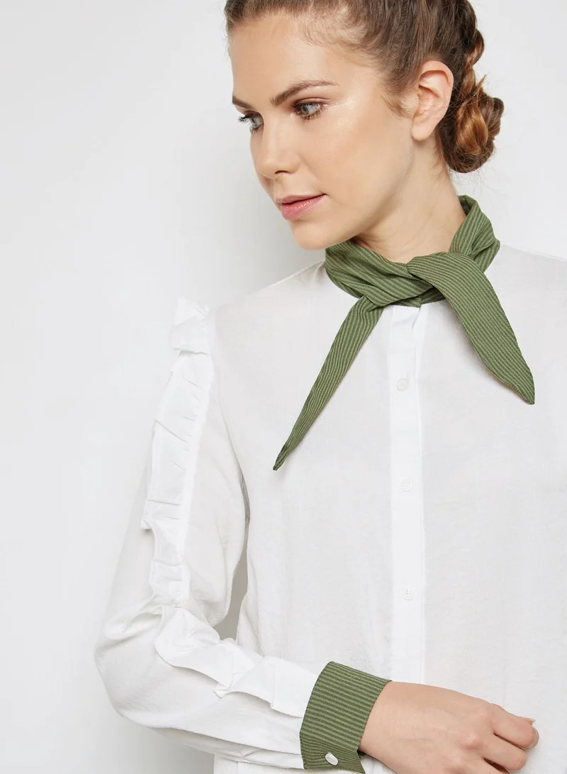 Ginger Contrast Trim Ruffle Shoulder Shirt